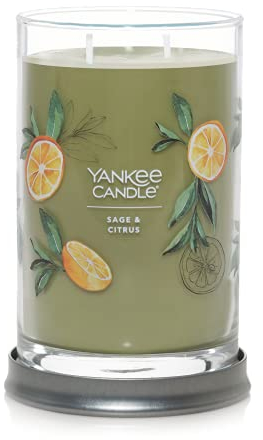 Yankee Candle Candela in bicchiere grande con 2 stoppini, fragranza salvia e agrumi, 590 ml, durata di combustione di oltre 60 ore