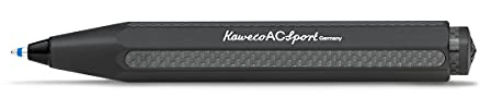 Kaweco AC SPORT Kugelschreiber Black I Business Kuli aus hochwertigem Aluminium veredelt mit Carbon I Edler Taschen-Kugelschreiber mit Herzkurvenmechanik in Schwarz I Druckkugelschreiber 10,5 cm