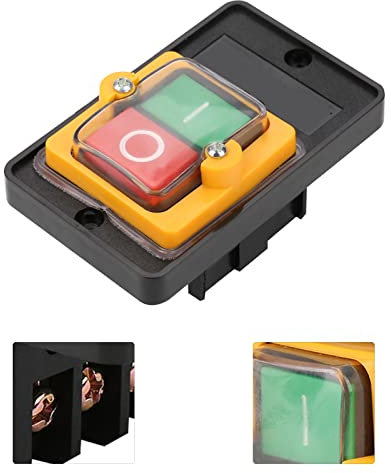 Interrupteur à Bouton-poussoir Marche/arrêt étanche AC220V/380V 10A Auto-verrouillage Interrupteur de Perceuse de Banc de Machine de Réinitialisation Automatique pour Perceuse à Colonne, Scies à Table