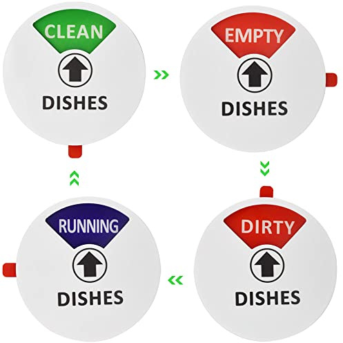 SIYINGSAERY Geschirrspüler Schild Magnet-Schild Clean Dirty Running Empty Spülmaschinenmagnet Sauber Schmutzig Clean Dirty Dishwasher sign mit Aufkleber Spülmaschinenschild Schilder für Geschirrspüler