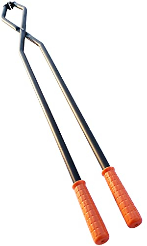 TAFIEDA - Pinzas para chimenea de 40 pulgadas, pinzas resistentes para fogatas, pinzas para leña mejoradas para interiores y exteriores, hoguera, camping, estufa de leña.