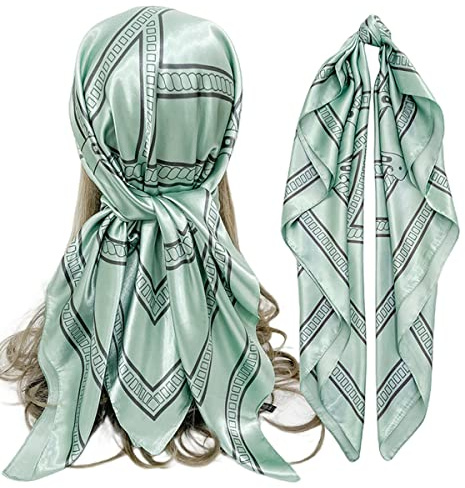 FAIRYGATE Damen Quadratischer Schal Satin Kopftuch Bandanas Haarschal Schal für Damen 90x90cm 76