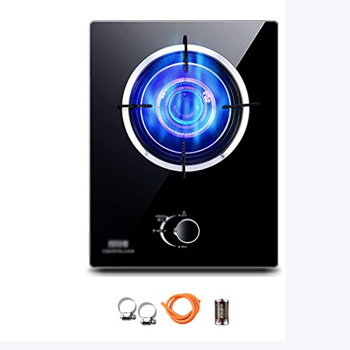 IBOWZ Placa de Gas Estufa De Gas Incorporada De Vidrio Negro|Quemadores Individuales De Mesa|Fuego Feroz De 5.2KW|Protección De Apagado De Termopar [Clase De Energía A] (Color : Silver-4, Size : N