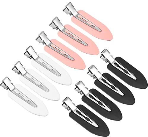 ZEVONDA 10 Stück No Bend Haarspangen - No Crease Haar Pin Curl Clips Make Up Clips Nahtlose Haarspange für Haarstyling Make Up, Schwarz*4 + Weiß*3 + Rosa*3