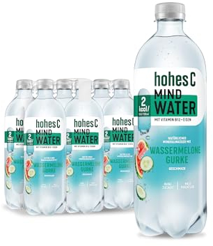 hohes C Mind Water Wassermelone Gurke (6 x 750ml), mehr Konzentration mit Vitamin B12 + Eisen, nur 2kcal/100ml, ohne Zuckerzusatz, ohne Konservierungsstoffe, vegan