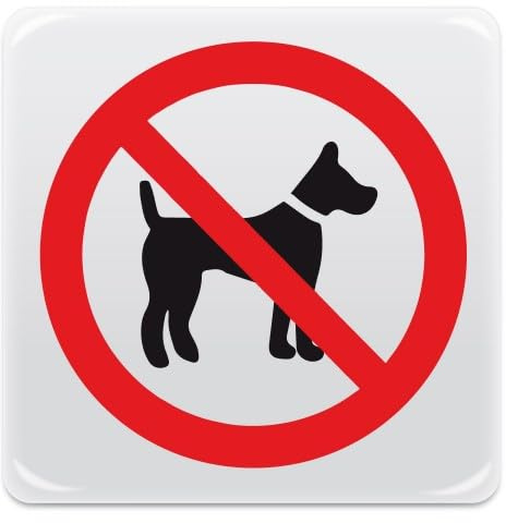 Cartel adhesivo prohibido acceso a perros – Pictograma adhesivo efecto lente de formato mm. 95x95, hechos de PVC adhesivo blanco e impresos mediante tecnología de serigrafía