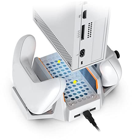 Soporte de Refrigeración para Xbox Series S, Ventilador de Refrigeración Dual Velocidad Ajustable de 4 Niveles, Cargador de Controlador Dual con Indicador LED, Puerto USB,