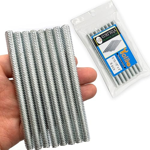 8pcs Silver Zinc Fully All Threaded Rod Carbon Steel Long Thread Screw 5/16x4 for Furniture Garden Railing Mounting Assembly Fastening Steel Frame Connection Full Thread Rod for Furniture