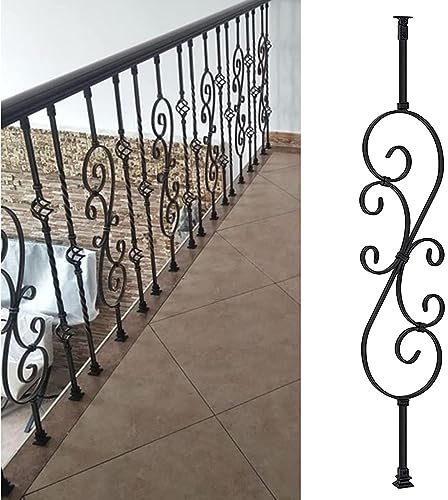 Garde Corps Exterieur Balustres Barreaux D'escalier Fuseaux Volute 32 55 59 Pouces De Hauteur, Fer Forgé En Forme De S Colonne De Balustre De Terrasse, Intérieur Extérieur Colonne À Fuseau Pour Garde-