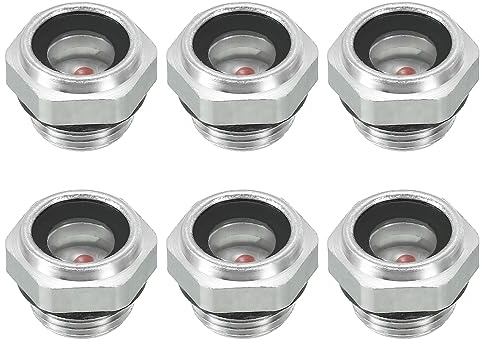 PATIKIL Aria Compressore Olio Mirino Vetro, 6pz G 3/8 Filetto Maschio Alluminio Lega Olio Liquido Livello Indicatore Aria Compressore Parti con O-ring