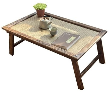 HASMI Table D'appoint Table de Petit déjeuner en Bois Portable, Table de Chevet for Ordinateur Portable, Table de Style TV, Meubles for Deux Personnes Petite Table Basse (Size : Bruin)