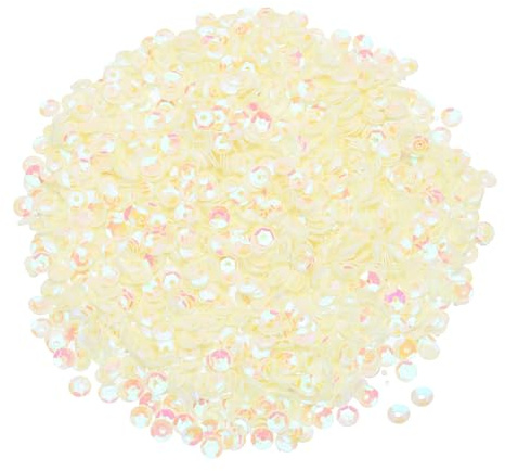 QUARKZMAN Lentejuelas Sueltas de 4mm, Lentejuelas Brillantes de 3000 Piezas, Lentejuelas en Forma de Copa para Manualidades, Costura y Fabricación de Joyas, Color Beige