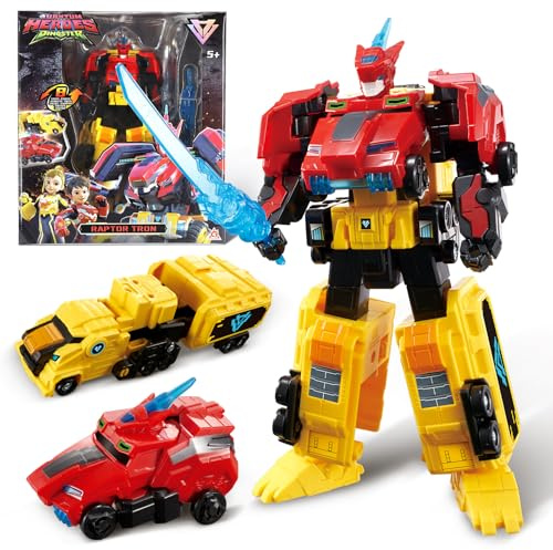 Quantum Heroes DINOSTER Robot Transforming 2 en 1 Raptor Tron 19cm