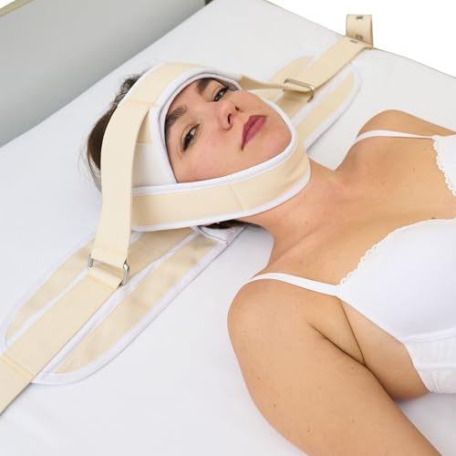 KlinikBondage Kopf Fessel Bondage Set BDSM Fessel I Head Restraints - Premium Sexspielzeug I weiß I handgefertigt aus Baumwolle I für alle Bett-Typen