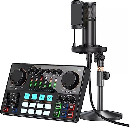 AKALNNB Sound Card Kit Interface Podcast Equipment Studio Sound Card with XLR Condenser Microphone for Recording Streaming Studio Setup for Recording Music