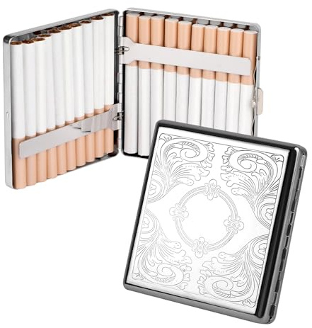 Deepton 2 Stück Zigarettenetui Metall, Tragbares Cigarette Case | Aluminium Zigarettenschachtel, Zigarettenbox 20 Zigaretten, Elegante Zigaretten Schachteln für Herren Damen, Silber