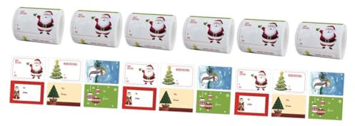 Lurrose 6 Rollen Weihnachtsaufkleber weihnachtsnamensetiketten Aufkleber für Weihnachtsetiketten namenschild namenstag empfindliche Dichtungsaufkleber Geschenkverpackungsaufkleber