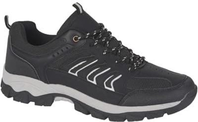 Men's Wide Fitting Breathable Lace Up Padded Collar Hiker Trainers (Black, UK Footwear Size System, Adult, Men, Numeric, Wide, 9)
