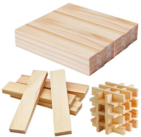 100 Piezas Bloque de Talla de Madera, Tacos Madera para Tallar, Bloques de Talla Natural para Niños y Adultos Manualidades Tilo, 10x2x0,7 cm