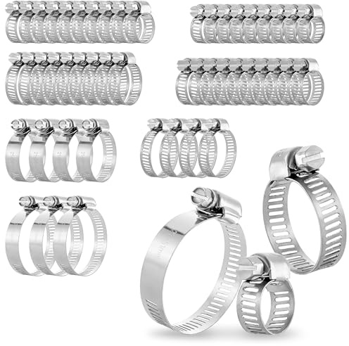 Poppstar 52x Schlauchschellen Edelstahl Set, Spannbereich 6-51 mm, Bandbreite 8-12,7 mm