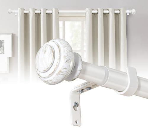BellaHills Barra para Cortinas Blanca 76-150 cm, Barra de Cortina con Rosca Interna y Doble Ajuste, Tubo Hierro Fundido Ø 2,5 cm, para Salón y Comedor, Soporta 20kg