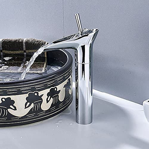 Küchenspülenarmaturen, modernes Chrom-Finish, 4 Farboptionen, Badezimmer-Wasserfall-Waschbeckenarmatur, Einhebelmischer, Deckmontage/Gold