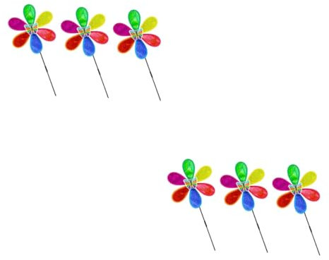 HEMOTON 2 Ensembles Moulin À Vent en Plastique Jouets Tourbillons Toupies De Jardin Colorées Décoration pour Enfants Moulin À Vent De Jardin Moulin À Vent Tendance 3 pièces * 2