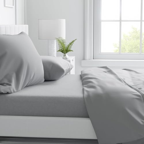 Corredocasa - Completo Lenzuola in Microfibra, Set Letto con Lenzuolo sotto, Lenzuolo sopra e Federe in Tinta Unita (Singolo Grigio)