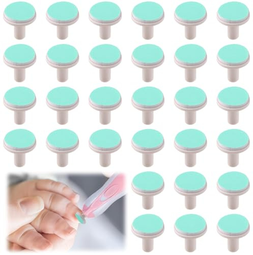 30 Pcs Baby Nail File Pads, Nail Trimmer Replacement Pads for Electric Baby Trimmer Nails Grinding Polishing Head Universal Children's Spare Nails Grinder Head For Babies 12 Months and Up
