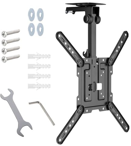 ARLI TV Deckenhalterung klappbar 23–55 Zoll neigbar schwenkbar faltbar Halter VESA bis 400×400 höhenverstellbar Deckenmontage Schrägdach für LED LCD OLED QLED Curved Fernseher bis 20 kg