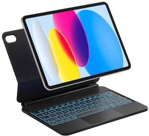 Inateck Custodia tastiera magnetica per iPad 10ª generazione 10,9 pollici/11ª generazione 2025 A16 11 pollici : supporto flottante, retroilluminazione 7 colori e trackpad, KB09119-10