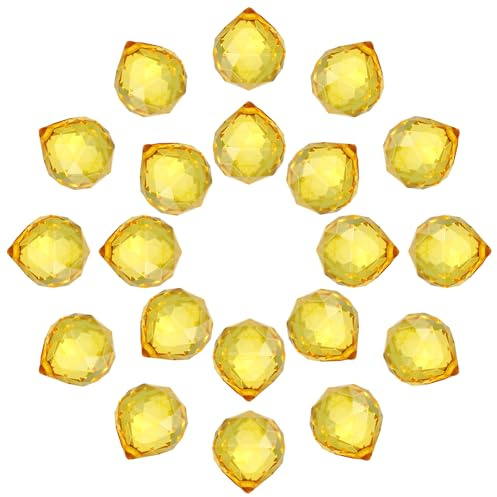 sourcing map 20Pack Crystal Ball Prism, 20mm/0.8 Decorative Ball Sun Shine Catcher Suncatcher Beads for Chandelier Window Wedding Decoration Home Decor, Yellow