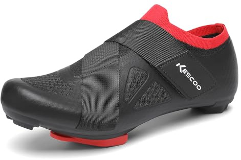 KESCOO Unisex Cycling Shoes Compatible with Peloton Bike & SPD Indoor Outdoor Road Bike Cycling Shoe for Men Women, 1 Hook and Loop Strap, with Delta Cleats Black 47