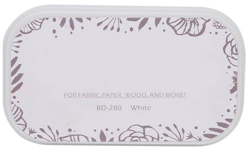 POENVFPO Stempelkissen für Gummistempel, Ungiftige -Stempelkissentinte mit Schneller Trocknung, 9,5 X 5,52 Cm für Stoffdruck und Holzstempel (BD-280 Porzellan weiß)