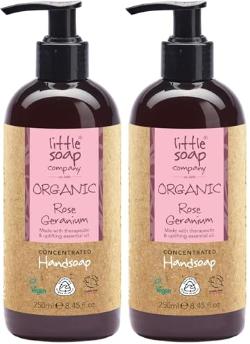 Little Soap Company Organic Rose Geranium Liquid Soap 250ml (Pack of 2)