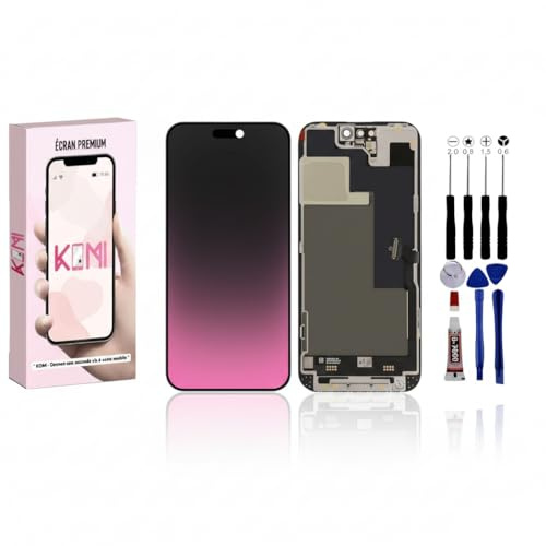KOMI Écran OLED Complet pour iPhone 14 Pro Max – Vitre Tactile + Affichage – Kit de Réparation Inclus