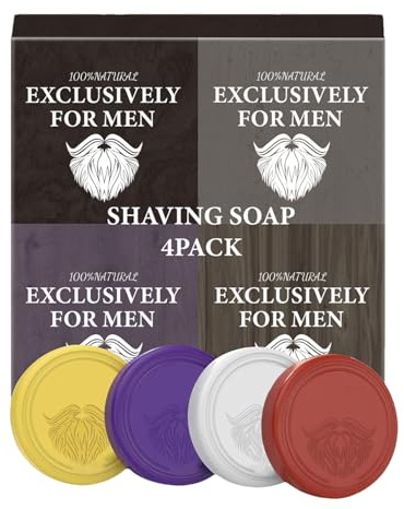 Panetto Di Sapone Da Barba,4 Pezzi Portatile con Schiuma Ricca per Rasatura | Sapone da Barba con Spuma Abbondante - Per Uomini, Fidanzato, Marito, Nonno, Baffi, Basette, Casa,