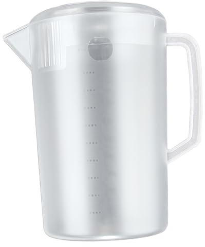 BRRNOO Pichet à Eau, Seau à Glace en Plastique, Pichet à Lait avec Balance et Couvercle, à Eau en Plastique, Température Givrée, Mélange de Boissons, de Grande capacité pour Limonade, Boisson, thé