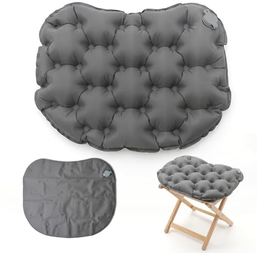 Solvio Inflatable Travel Seat Cushion - Soft Sitter Air Cushion for Long Sitting, Camping & Stadium - Lightweight Foldable Portable Seat Pad for Airplane, Car, Office Chair & Outdoor (Dark Grey)