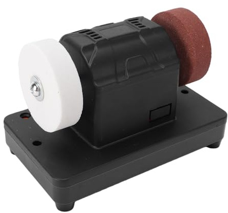 Xiuganpo Mini Smerigliatrice da Banco, Design Senza Fili Velocità Regolabile 2000-6000 Giri/min Smerigliatrice da Tavolo, per Pietra con Doppie Mole da 3 Pollici Costruzione ABS per Coltelli in