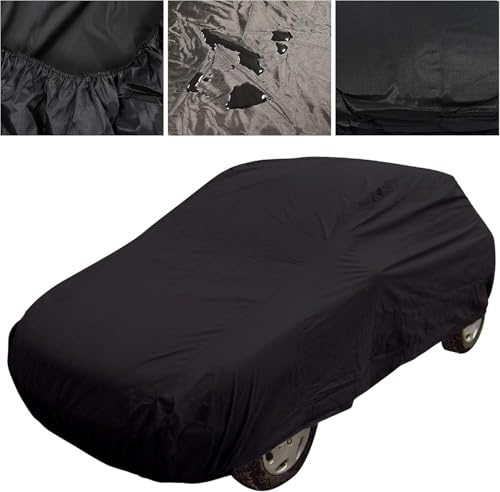 Medium Black Indoor & Outdoor UV Rain Frost Breathable & Water Resistant Full Car Cover For Average Sized Cars - Winter Storage and Protection