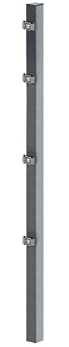 Alberts 677701 Zaunpfosten mit Klemmlasche und Zubehör | feuerverzinkt, anthrazit kunststoffbeschichtet (RAL 7016) | Länge 1500 mm | 60 x 40 mm