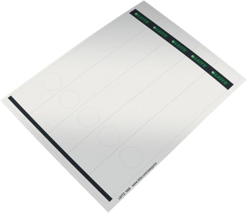 Leitz PC-beschriftbare Rückenschilder selbstklebend für Standard- und Hartpappe-Ordner, 125 Stück, Langes und schmales Format, 39 x 285 mm, Papier, grau, 16880085