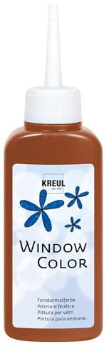KREUL 42730 - Window Color hellbraun 80 ml, Fenstermalfarbe auf Wasserbasis, mit strukturierter Oberfläche, für Glas, Spiegel, Fliesen und andere glatte Flächen