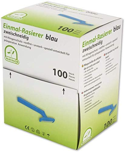 Medi-Inn Einmalrasierer Einwegrasierer Farbe blau (zweischneidig, 100 Stück)