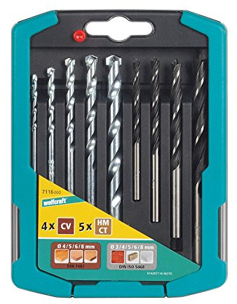 wolfcraft Set di punte per pietra-legno da 9 pezzi, 7116000