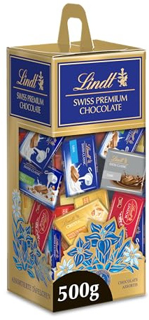 Lindt Schokolade Swiss Napolitains Geschenkbox | Mini-Tafeln | ca. 70 x Mini Schokoladentäfelchen pro Box | 2er Pack (2 x 500 g) Schokoladengeschenk