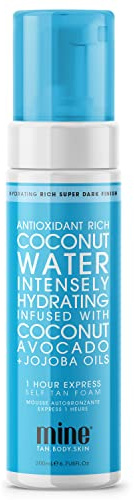 MineTan Coconut Water Selbstbräuner | Tanning Kollektion - Super Dunkels, Hydratisiertes Finish, 1 Studen Instant Express, Gesicht & Körper Self Tanner, Keine Orangetöne, 200 ml
