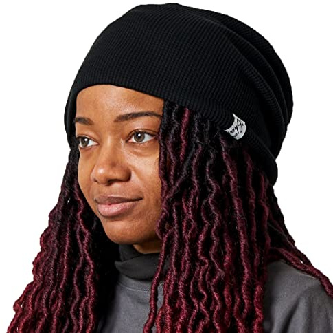 CHARM Slouch Beanie Hat for Mens and Women - Baggy Slouchy Cotton Chemo Hat Japanese Korean Fashion Style Black