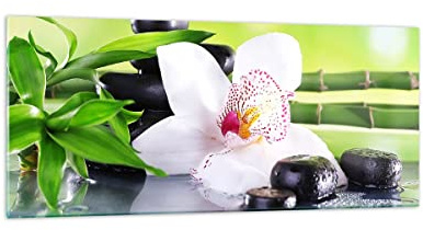 Wandbilder Dekoration Wohnzimmer blume orchidee Panorama Bilder auf Glas 120x50cm Glasbild Schlafzimmer Küche Wand Kunstdruck Art Groß Wanddeko Bild im Glas Modern Wall Decor Glasdruck GAB120x50-3659
